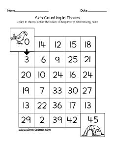 Fun number skip counting activity sheets