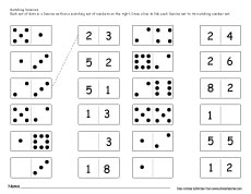 Dominos counting and addition worksheets for children