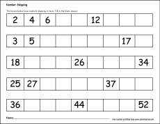 Skip numbers worksheets for children
