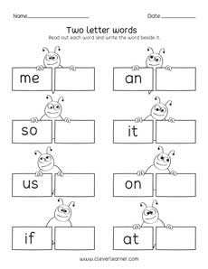 Free Two letter sounds practice worksheets for kids