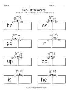 Two-letter-words first grade phonics activity