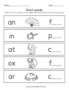 Free preschool worksheets on two letter sounds