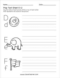 Free upper-case picture and letter activity worksheet for kindergarten