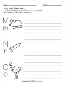 English Letters Downloadable test sheets for children