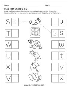 Free Kindergarten uppercase and lowercase letter activity worksheets for children