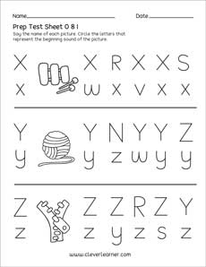 English Letters Downloadable test sheets for children