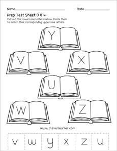 Free upper-case picture and letter activity worksheet for kindergarten