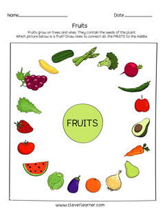 Fruits and vegetables printables for kindergarten kids