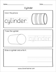Preschool 3D Form Cylinder Shape Activity Sheets