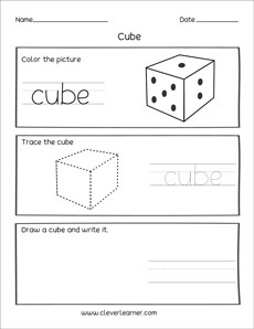 Cube Preschool 3D Forms and Shape Activity Sheets