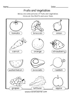 Fun preschool fruits and veggies activity sheets for homeschool moms