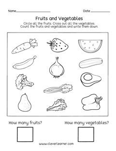 Fruits and veggies sorting for kids