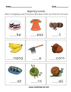 Write the Beginning Sounds Worksheets