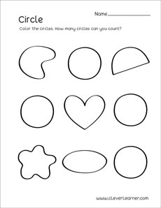 Circle shale identification worksheets for homeschool children