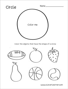 Objects with circular shapes for kindergarten children