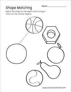 Free Circle Shape Picture matching worksheets for prek children