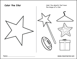 Star shape identification worksheets for homeschool children