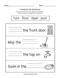 Fun sentence builder activity for 1st grade children