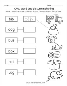 Free Kindergarten CVC Words Worksheet
