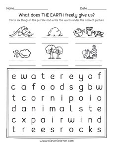 Earth Day Theme Maze worksheets for kindergarten and first grade