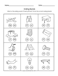 Consonant ending blends