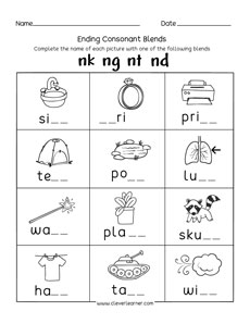 Consonant ending blends