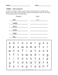Worksheets for: Verbs in Grammar and Punctuation section. Printables for First Grade English Language Arts.