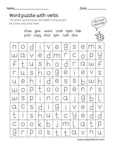 These four letter word puzzle worksheets are developed with animal names, verbs and other themes