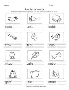 Four-Letter Words for 1st Grade Reading Practice