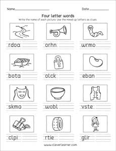 4 Letter Words Printables For First Grade Children