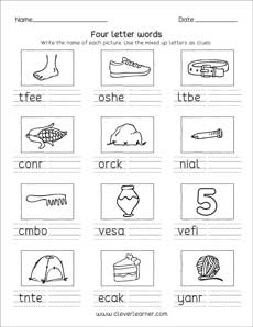 Easy Four-Letter Word Activity Sheets For PreK Activity Sheets For Homeschool Kids