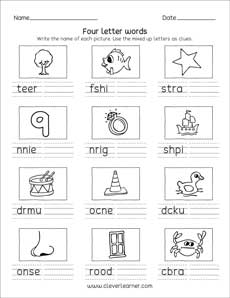 Four-Letter Words With Pictures For Kids To Learn Words & Build Vocabulary