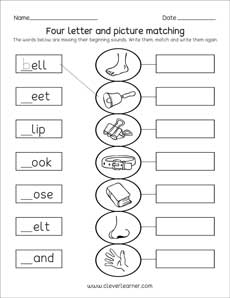 Four-Letter Printables for 2nd Grade Children