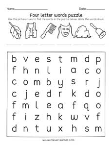 Free 4 Four Letter Activity Worksheets For 2nd Grade Children