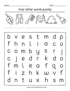 Free 4 Four Letter Activity Worksheets For 2nd Grade Children