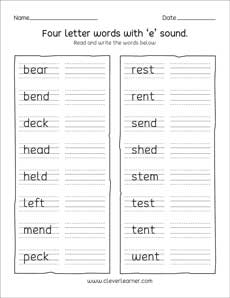 Free And Fun Four Letter Words, Read And Write Worksheets For Kids