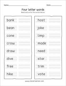 Four-Letter-Words Activity Read And Write Worksheets