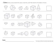 Free PreK Three-Dimension Cube Shape and Form Worksheets