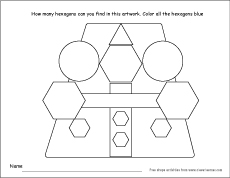 Free Hexagon shape matching activity sheets for kids