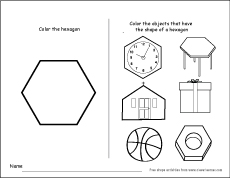 Free Hexagon shape worksheets