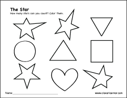 Free Star shape activities for preschool children