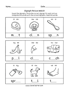 Free Kindergarten vowel digraph activities