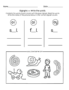 Free Kindergarten vowel digraph activities