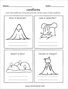 What are landforms homeschool worksheets