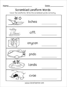 landforms printables for homeschool kids