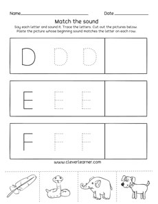 Phonics Letter E Sound Activity With Pictures for Preschool Children