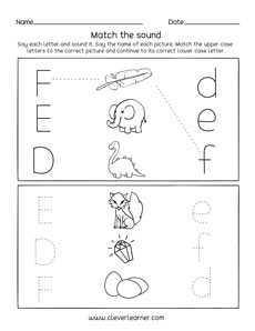Letter E Sound Activity Worksheet For Preschool Children