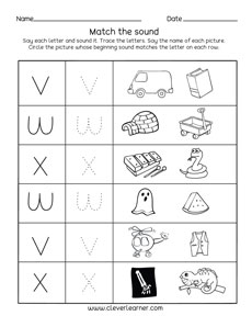 Free Phonics Letter W Sound Activity With Pictures for Preschool Children