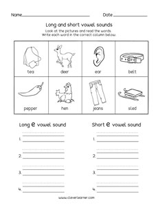 preschool vowel sorting activity sheets