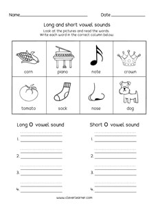 first grade vowel sorting activity worksheets